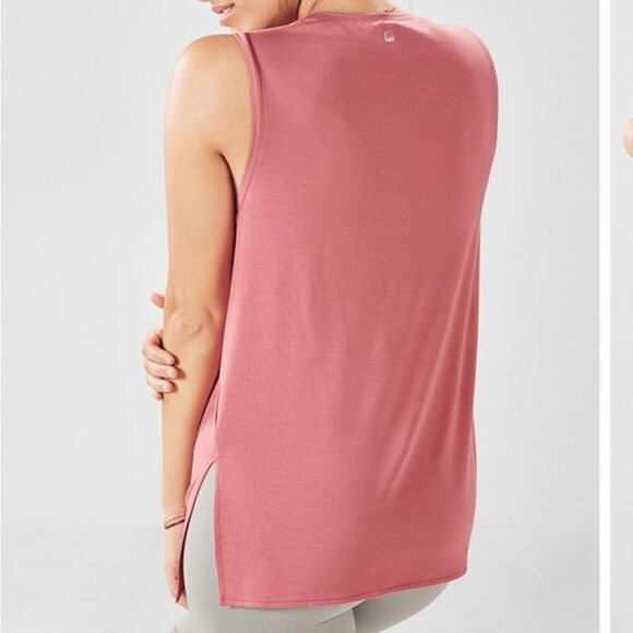 Fabletics Martha SL Tunic Terracotta Pink Sleeveless Side Tie Size Small Workout - Picture 3 of 9
